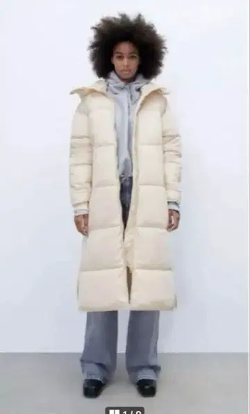 미사용품 ZARA 다운 코트 롱 기장 벤치 코트