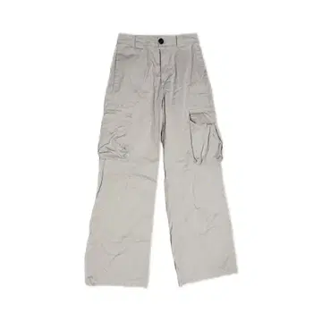 라이트 그레이 와이드 핏 카고 팬츠