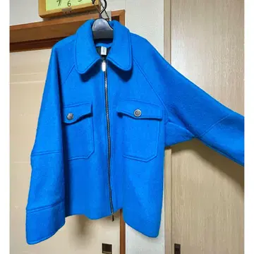 울 코트 자켓 돌먼 안감 블루 수입