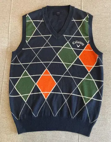 Callaway 골프웨어 베스트 아가일 무늬 네이비 [ 사이즈 M ]