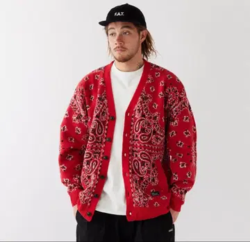 새상품 F.A.T. 반다나 패턴 가디건 JUMBO 사이즈 레드