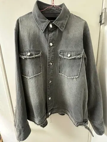 지퍼 디자인 데님 셔츠 자켓