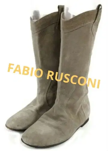 FABIO RUSCONI 베이지 스웨이드 하프 부츠