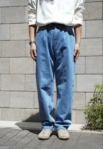 EVCON 5 POCKET TUCK WIDE DENIM PANTS