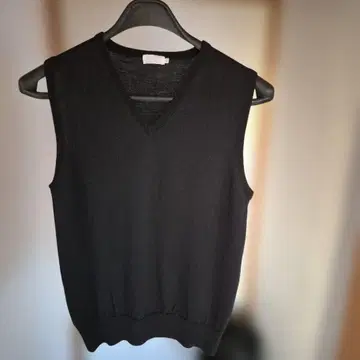 EDIFICE 블랙 V넥 니트 베스트 L