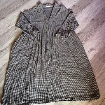 블랙 화이트 체크 무늬 롱 원피스