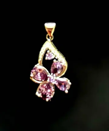 자수정 펜던트 탑 네잎 클로버 4잎 보라색 꽃 행운의 펜던트