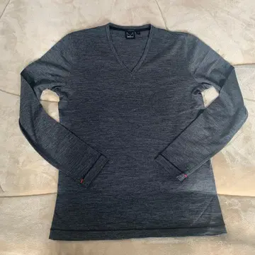 새상품급! DKNY 세련된 V넥 얇은 소재 니트 M 울 100% 그레이