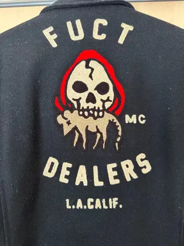 FUCT DEALERS MC 바시티 자켓 블랙 FUCT 가죽 소가죽