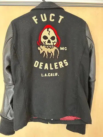 FUCT DEALERS MC 바시티 자켓 블랙 FUCT 가죽 소가죽