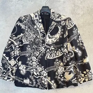 실크 레오나르 퀼팅 자켓 블랙 11호 올 패턴 꽃무늬