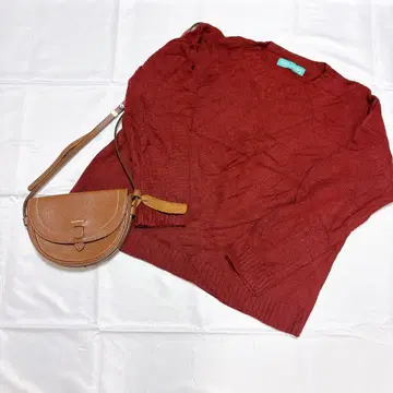 misssumey 니트 긴팔 스웨터 크루넥 레드 심플