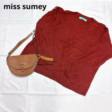 misssumey 니트 긴팔 스웨터 크루넥 레드 심플