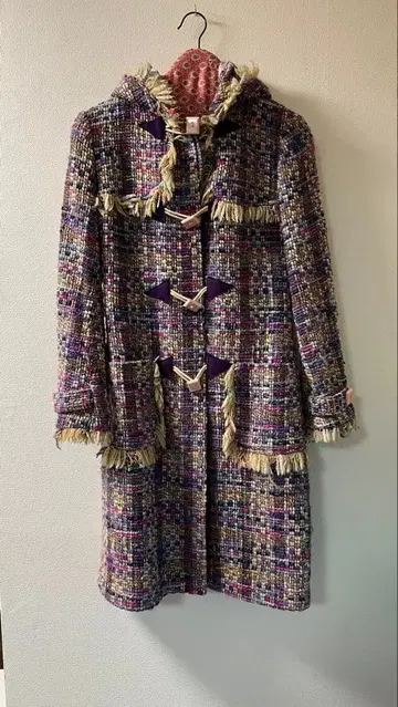 TOCCA 프린지 장식 멀티 컬러 트위드 코트 토카