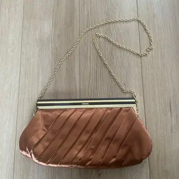 파티 백 오렌지 브라운 새틴