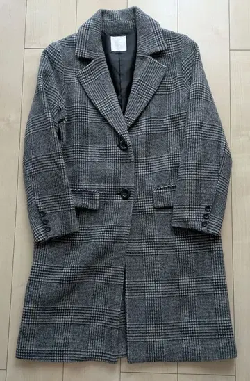 AG 체크 무늬 롱 코트 그레이 계열