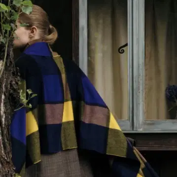 새상품급 조슈아 에리스 캐시미어 대형 스톨 블록 체크