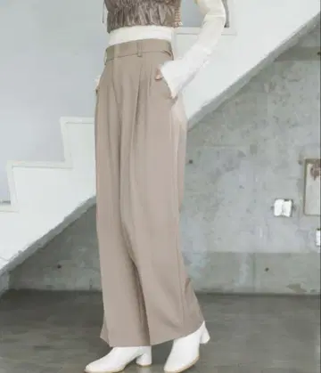VIS 와이드 팬츠 슬랙스 베이지 브라운