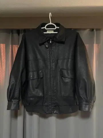 MONO-MART 빈티지풍 인조 가죽 블루종 가죽 자켓