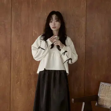 moi tytto 소매 리본 튜닉