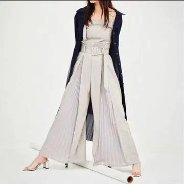 REDYAZEL 센터 플리츠 와이드 팬츠 바지 그레이 S