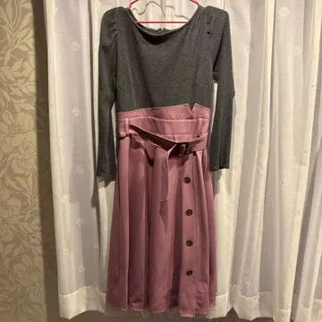 여성용 M 긴팔 니트 원피스 가을/겨울 깔끔 경사 롱