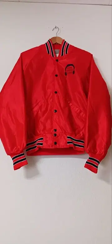 미국제 롱 나일론 바시티 자켓 오렌지 x 블랙 M