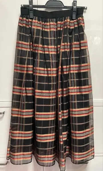 아나이 시어 체크 개더 스커트