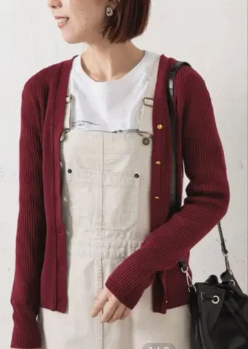 어반 리서치 리브 버건디 가디건 긴팔