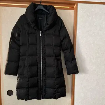 블랙 다운 자켓 후드 부착