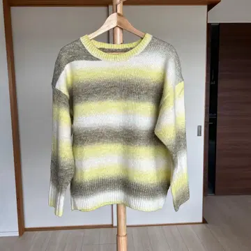 Ray Cassin 보더 무늬 스웨터 옐로우 컬러 그레이