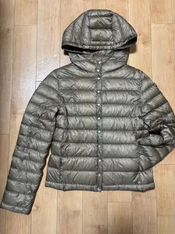 트래디셔널 웨더웨어 카키 후드 부착 다운 자켓 34