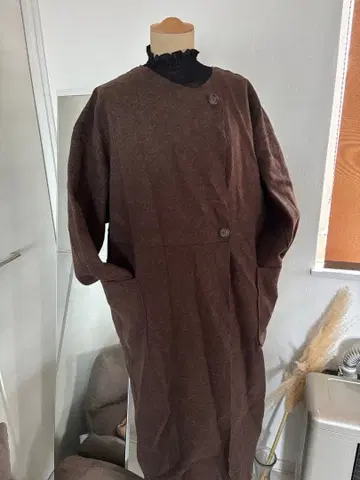 브라운 롱 코트 오버 사이즈 리버서블