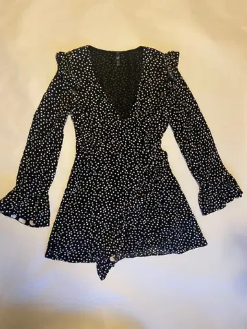 물방울 패턴 프릴 긴팔 미니 원피스 ZARA