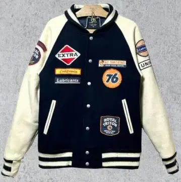 76 Lubricants(76 루브리칸츠) 울 바시티 자켓 와펜