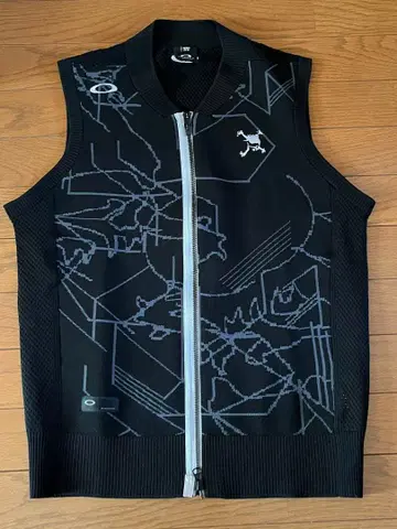 오클리 골프 메쉬 절개 니트 베스트 집업 블랙 M