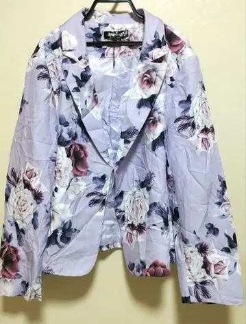 Allegra K 연보라 플라워 프린트 블레이저