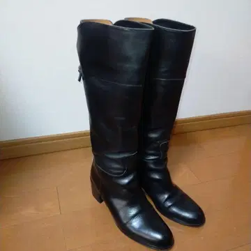 코카 이탈리아 블랙 가죽 롱 부츠 백 지퍼 포함