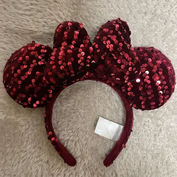 홍콩 디즈니 빨간색 스팽글 머리띠