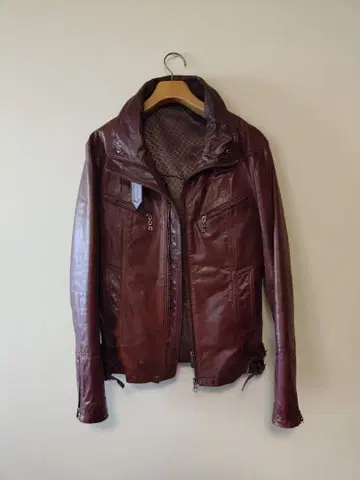 토네이도 마트 가죽 자켓 와인 레드 67