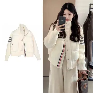 충전솜 니트 코트 패딩 자켓 스탠드 카라 아우터