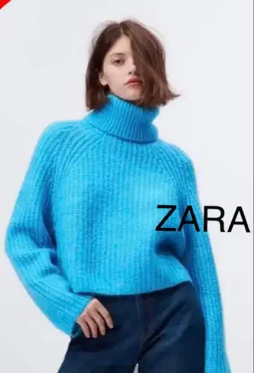 ZARA 터틀넥 니트 터콰이즈 자라 XL