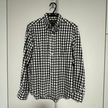 BEAMS 블랙 화이트 체크 플란넬 셔츠 S 사이즈