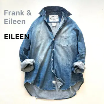 새상품급 EILLEN 프랭크&일리 데님 셔츠 스톤 워시 파랑
