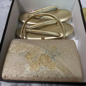 미사용 새상품 예복용 일본 의류 조리, 백 세트 골드 컬러 계열