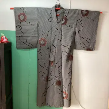 그레이 꽃무늬 단기모노