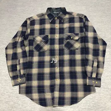 70s 빈티지 플란넬 셔츠 네이비 체크 무늬