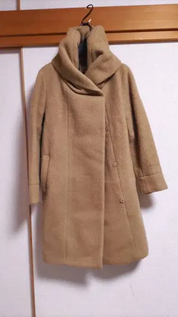 나노 유니버스 베이지 후드 벨트 롱 코트 36