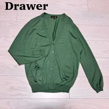 [ 새상품급 ] 드로어 18G V넥 가디건 캐시미어 실크 그린