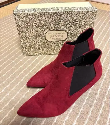 [컨디션 최상] RANDA 와인 레드 스웨이드 앵클부츠 24.5cm